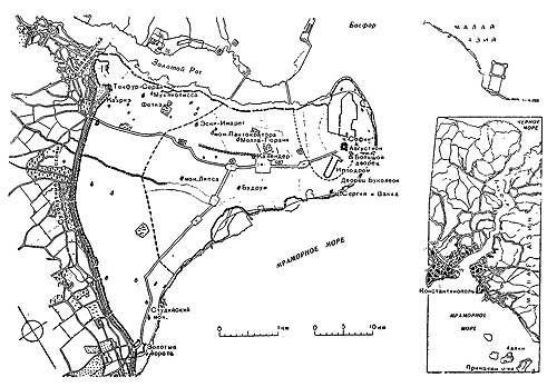 План Константинополя времен Византийской империи и карта Босфора