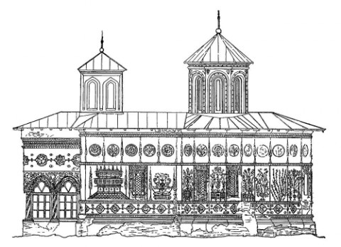 Монастырь Фундений Доамней близ Бухареста. Церковь, 1699 г. Южный фасад